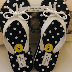 Girls Kate Spade polka dot flip flops size 5